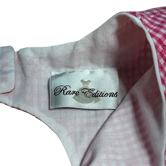 Rare Editions Pink Gingham Cherry Print Casual Midi Dress Girls 8/10 - Picture 4 of 7